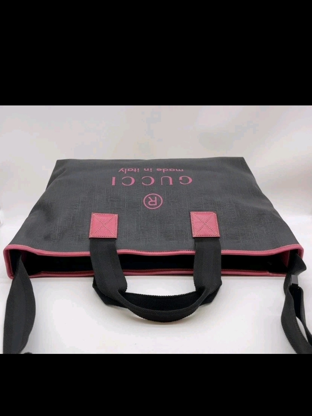 Authentic Gucci Logo PVC Leather Black And Pink 2way Tote Bag NS080217 - Picture 2 of 15